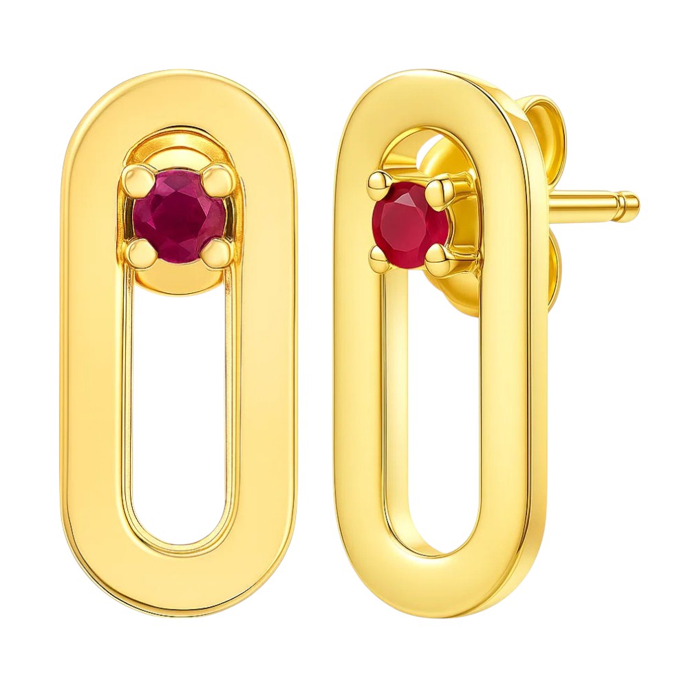 18K Gold Plated Brass Jewelry Oval Gemstone Studs, Minimalist Everyday TGE1041 EM-1296