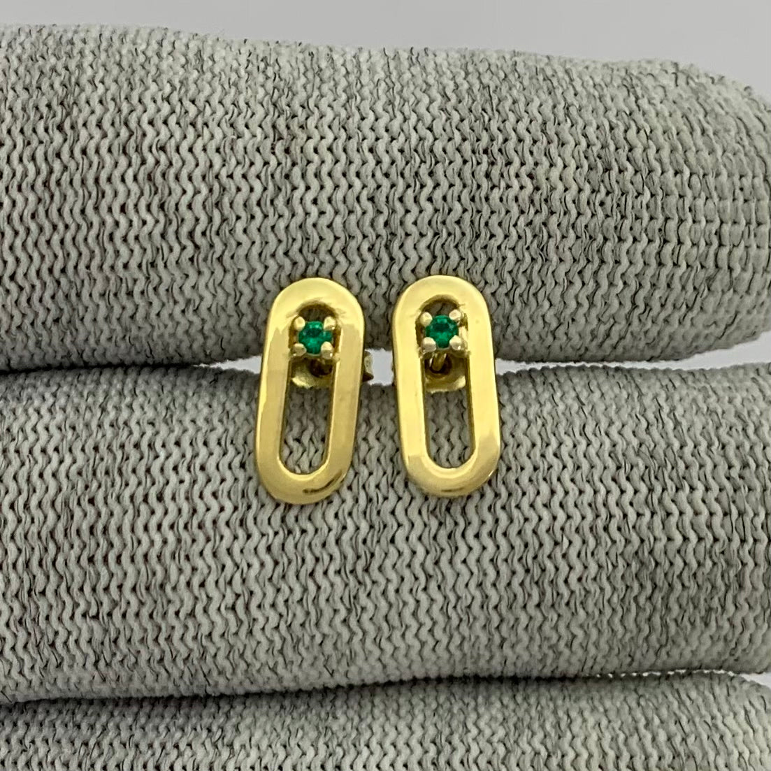 18K Gold Plated Jewelry Oval Gemstone Studs, Minimalist Everyday TGE1041 EM-1296