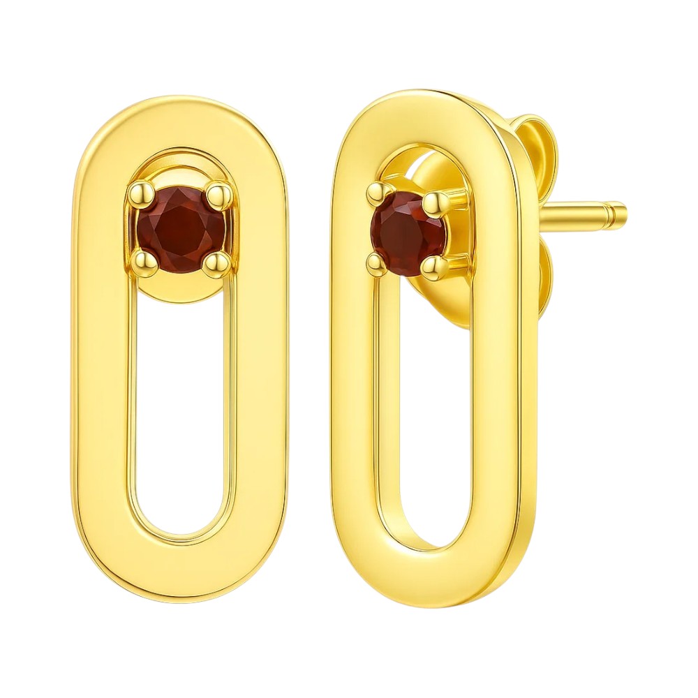 18K Gold Plated Brass Jewelry Oval Gemstone Studs, Minimalist Everyday TGE1041 EM-1296