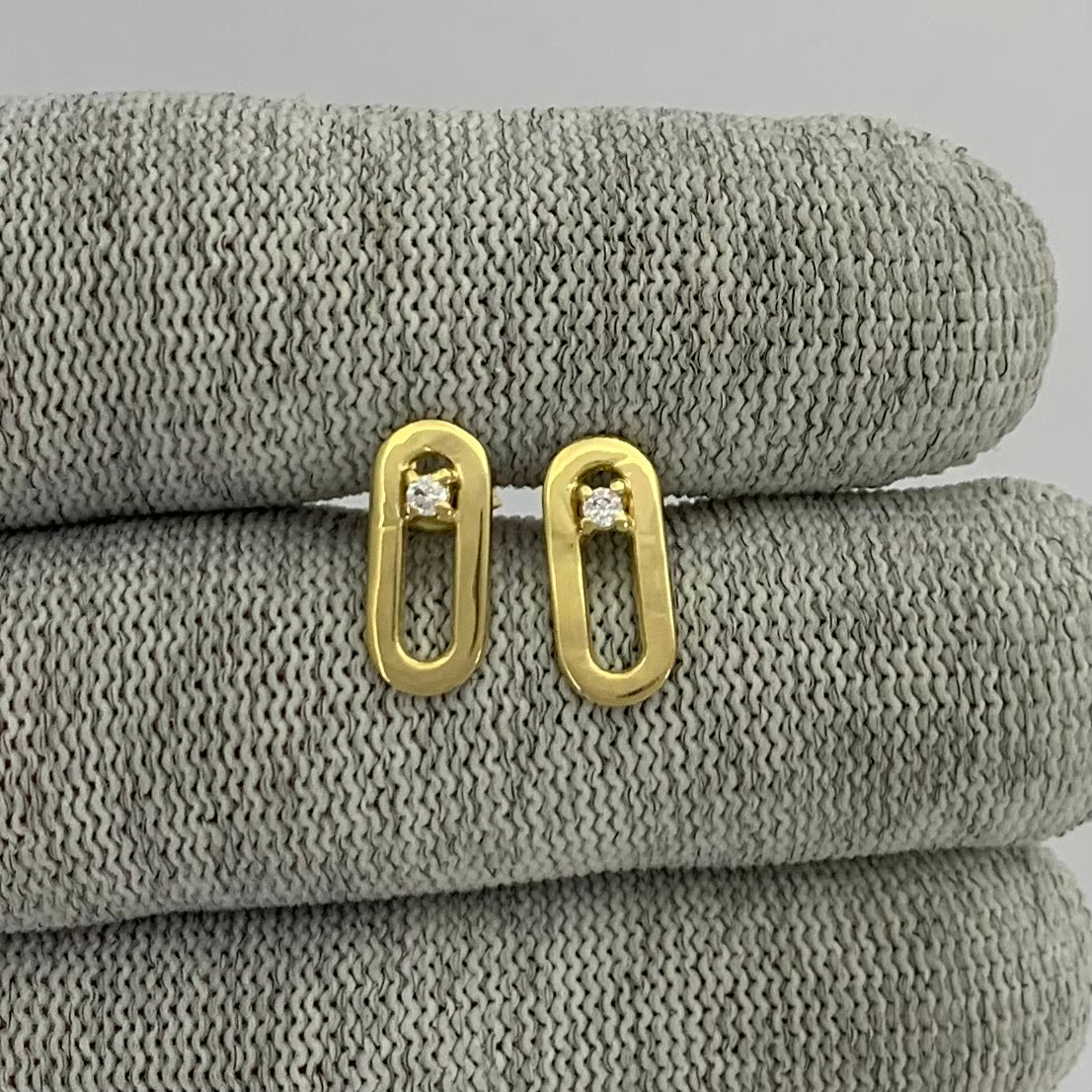 18K Gold Plated Jewelry Oval Gemstone Studs, Minimalist Everyday TGE1041 EM-1296