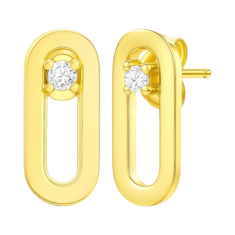 18K Gold Plated Brass Jewelry Oval Gemstone Studs, Minimalist Everyday TGE1041 EM-1296