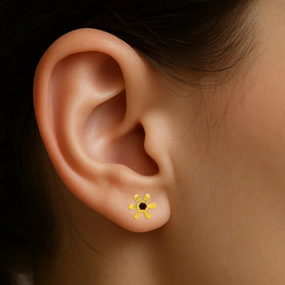 18K Gold Plated Brass Colorful Gemstone Flower Stud Earrings Modern Look TGE1043 EM-1287