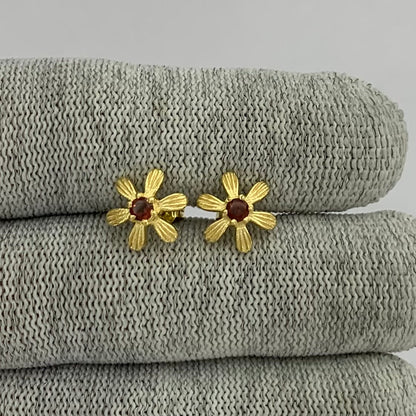 18K Gold Plated Colorful Gemstone Flower Stud Earrings Modern Look TGE1043 EM-1287