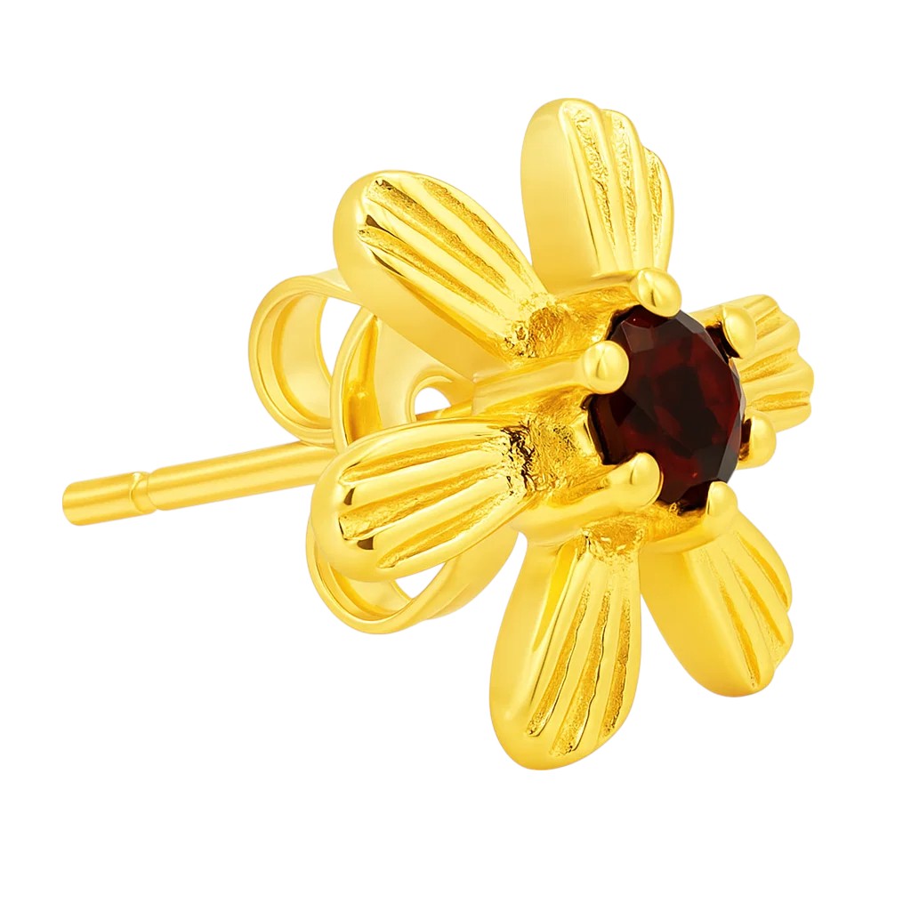 18K Gold Plated Brass Colorful Gemstone Flower Stud Earrings Modern Look TGE1043 EM-1287