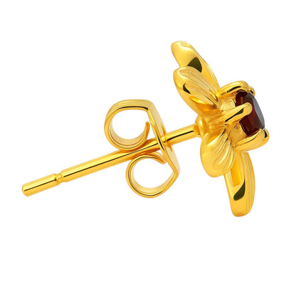 18K Gold Plated Brass Colorful Gemstone Flower Stud Earrings Modern Look TGE1043 EM-1287