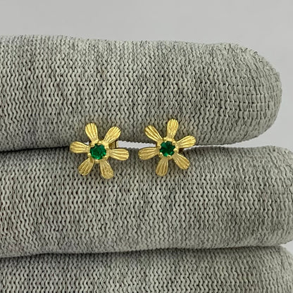 18K Gold Plated Colorful Gemstone Flower Stud Earrings Modern Look TGE1043 EM-1287