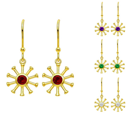 18K Gold Plated Brass Radiant Sun Colorful Gemstone Earrings for Women TGE1044 EM-1288