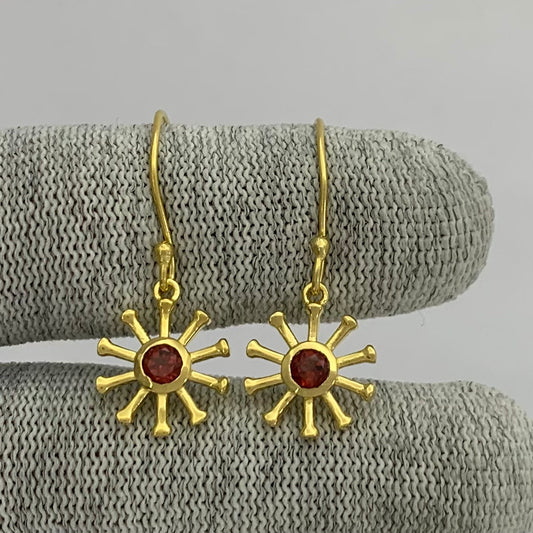 18K Gold Plated Radiant Sun Colorful Gemstone Earrings for Women TGE1044 EM-1288