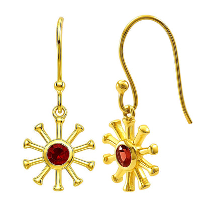 18K Gold Plated Brass Radiant Sun Colorful Gemstone Earrings for Women TGE1044 EM-1288