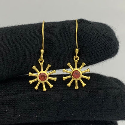 18K Gold Plated Radiant Sun Colorful Gemstone Earrings for Women TGE1044 EM-1288