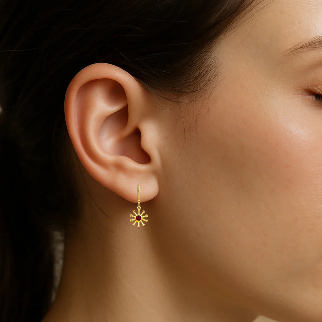 18K Gold Plated Brass Radiant Sun Colorful Gemstone Earrings for Women TGE1044 EM-1288