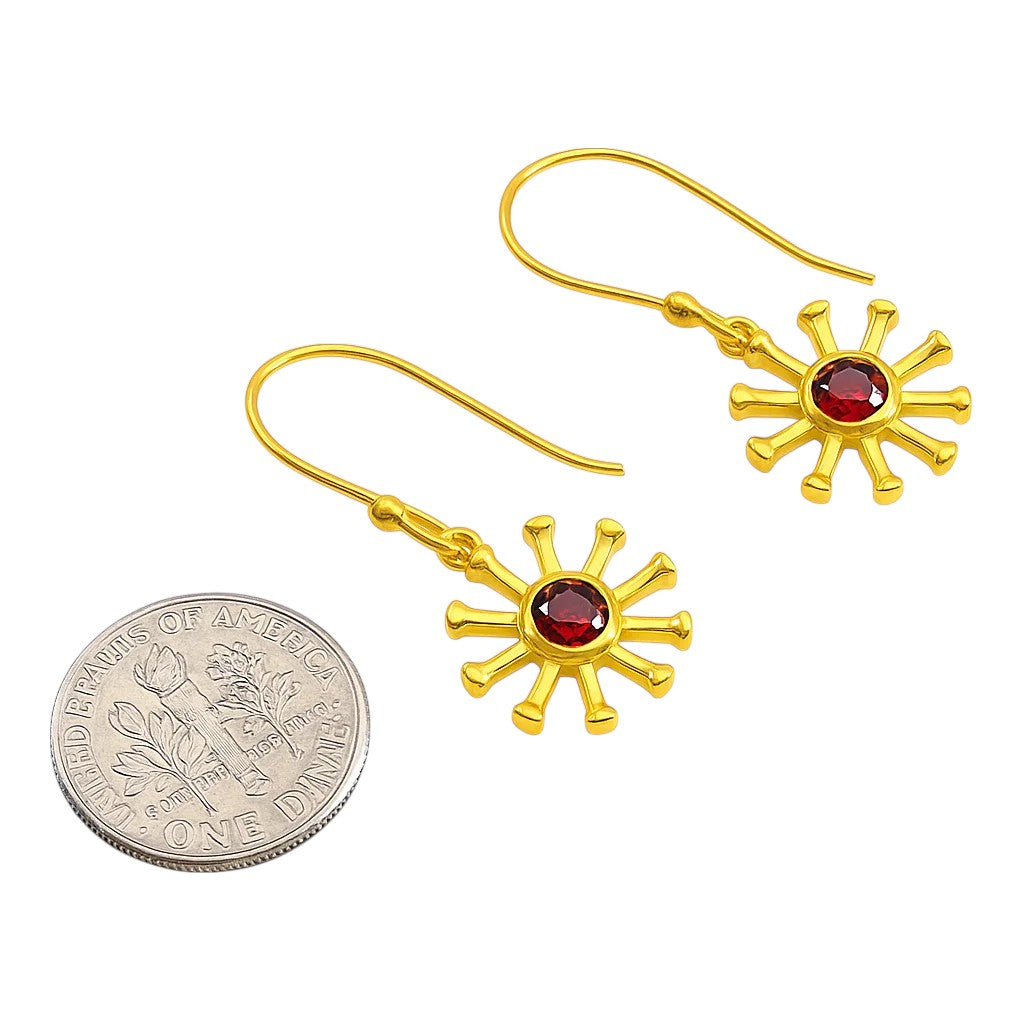 18K Gold Plated Brass Radiant Sun Colorful Gemstone Earrings for Women TGE1044 EM-1288