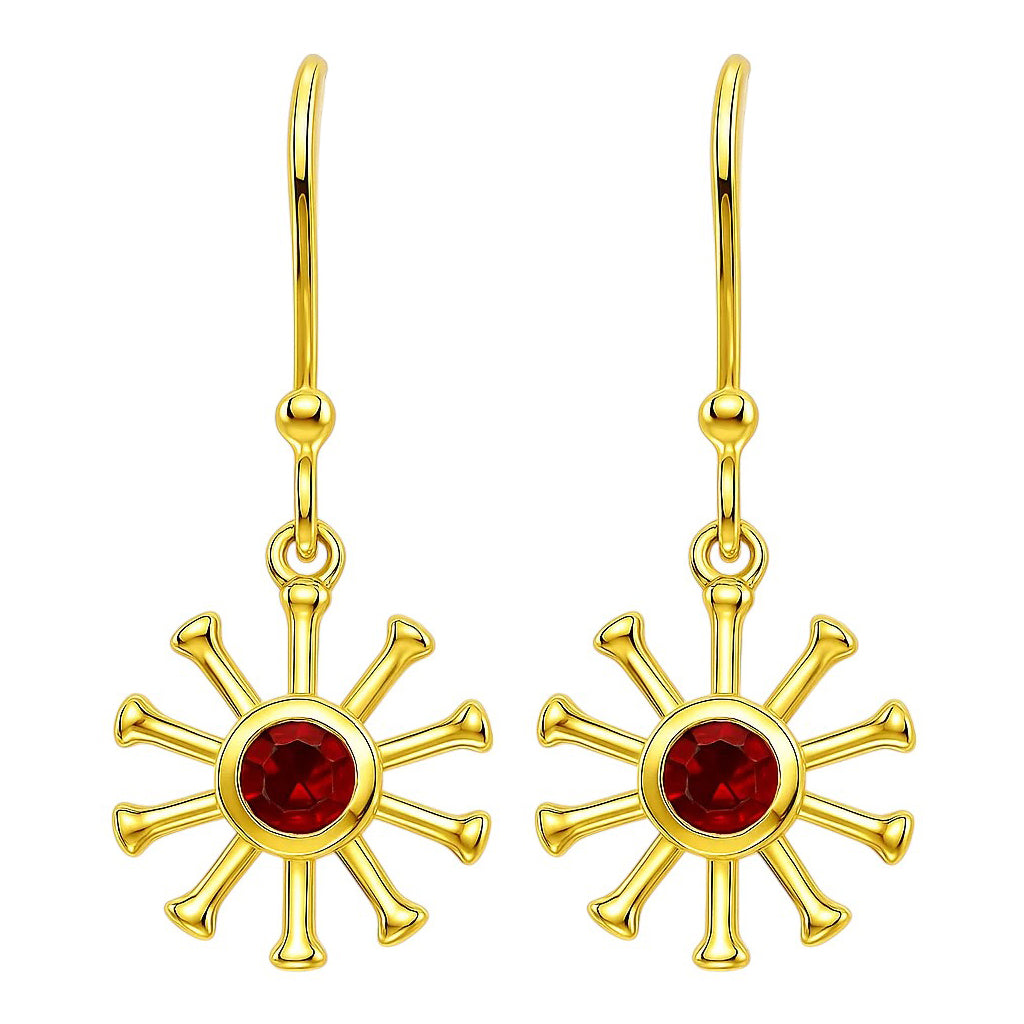 18K Gold Plated Brass Radiant Sun Colorful Gemstone Earrings for Women TGE1044 EM-1288
