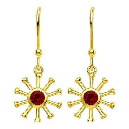 18K Gold Plated Brass Radiant Sun Colorful Gemstone Earrings for Women TGE1044 EM-1288