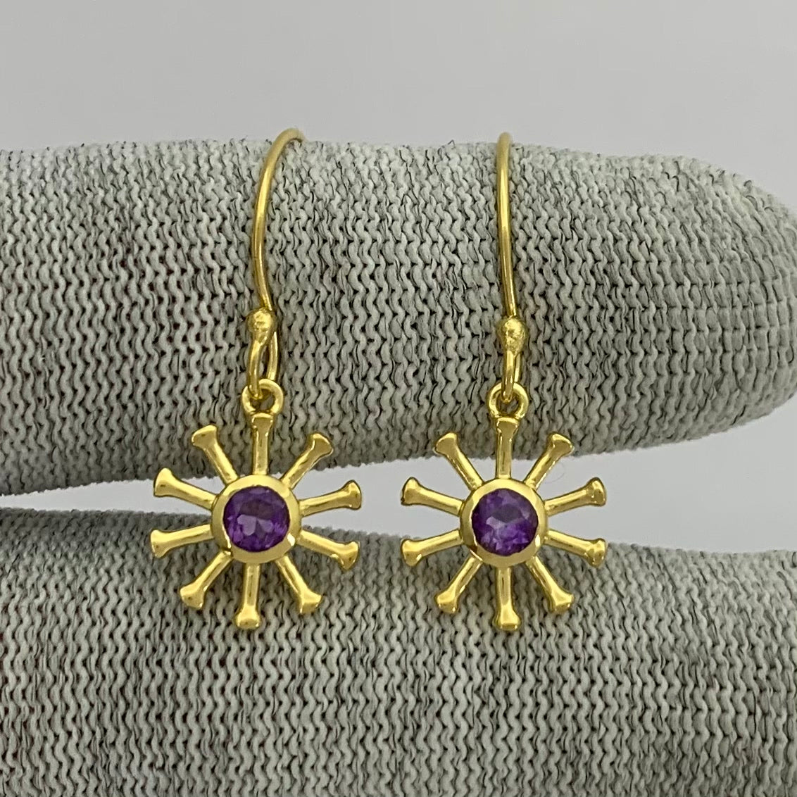 18K Gold Plated Radiant Sun Colorful Gemstone Earrings for Women TGE1044 EM-1288