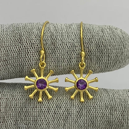 18K Gold Plated Radiant Sun Colorful Gemstone Earrings for Women TGE1044 EM-1288