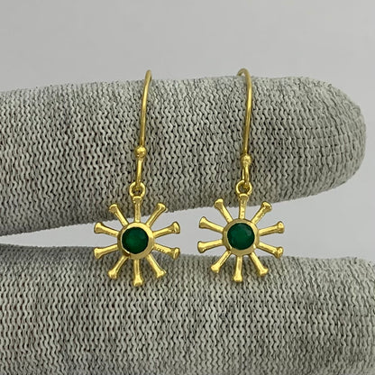 18K Gold Plated Radiant Sun Colorful Gemstone Earrings for Women TGE1044 EM-1288