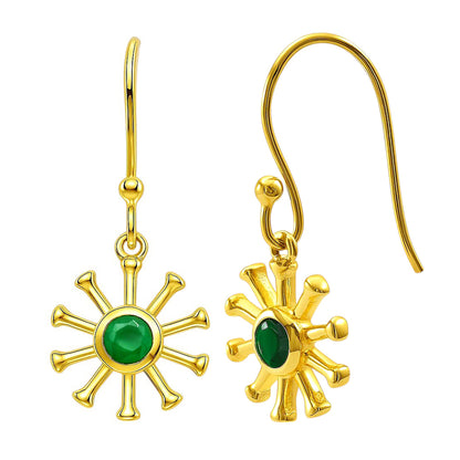 18K Gold Plated Brass Radiant Sun Colorful Gemstone Earrings for Women TGE1044 EM-1288