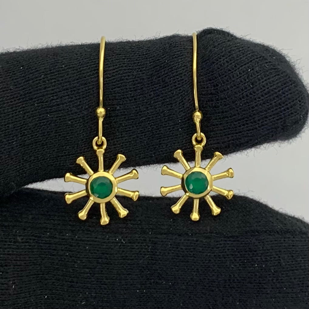 18K Gold Plated Radiant Sun Colorful Gemstone Earrings for Women TGE1044 EM-1288