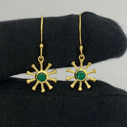 18K Gold Plated Radiant Sun Colorful Gemstone Earrings for Women TGE1044 EM-1288