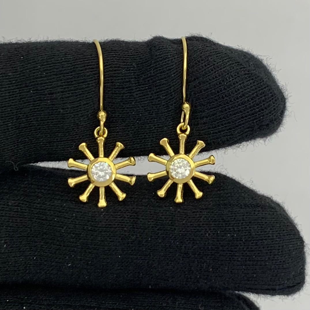 18K Gold Plated Radiant Sun Colorful Gemstone Earrings for Women TGE1044 EM-1288