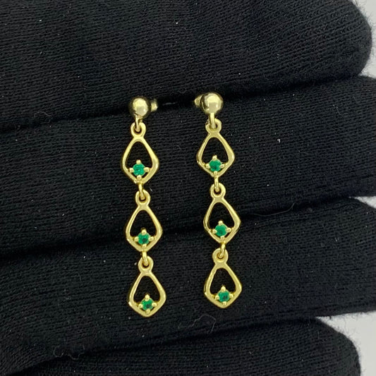 18K Gold Plated Multi-Link Gemstone Drop Earrings, Modern Style TGE1045 EM-1298