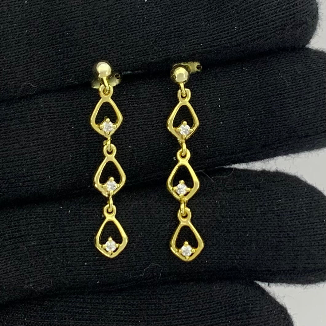 18K Gold Plated Multi-Link Gemstone Drop Earrings, Modern Style TGE1045 EM-1298