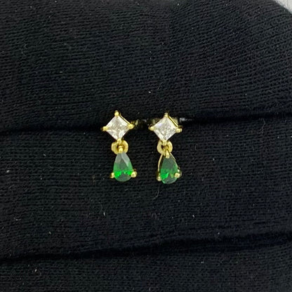 18K Gold Plated Teardrop & Princess Cut Gemstone Earrings, Chic TGE1046 EM-1299