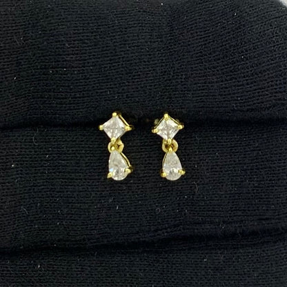 18K Gold Plated Teardrop & Princess Cut Gemstone Earrings, Chic TGE1046 EM-1299