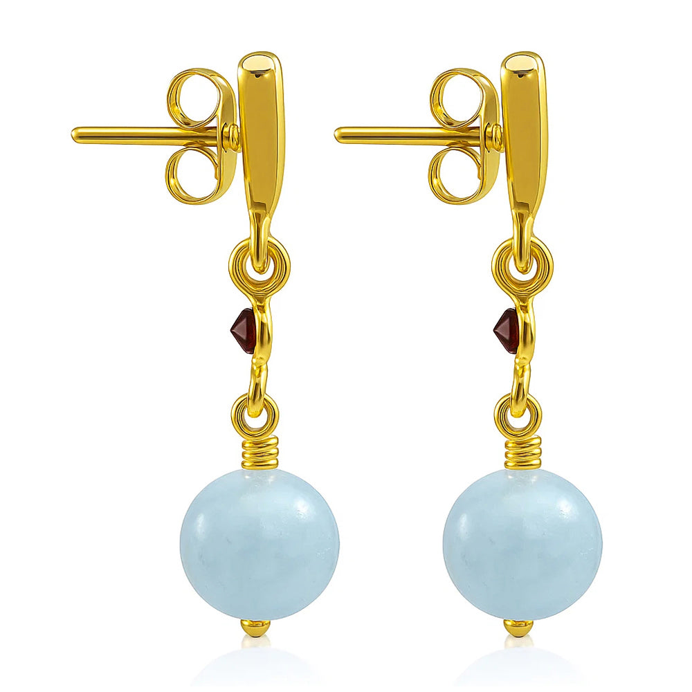 18K Gold Plated V-Style Bead Drop Earrings for Women, Trendy TGE1047 EM-1300