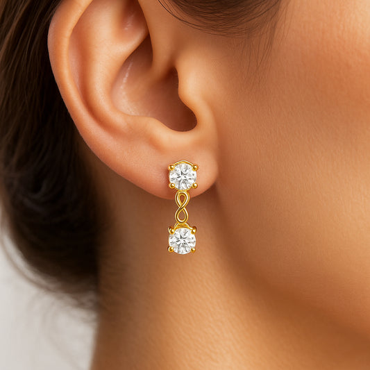 18K Gold Over Brass Infinity Colorful Gemstone Earrings, Classic Dangle TGE1048 EM-1301