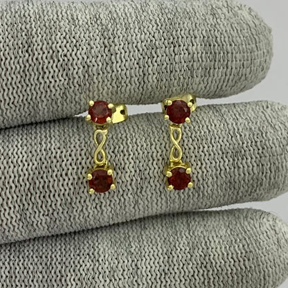 18K Gold Plated Infinity Colorful Gemstone Earrings, Classic Dangle TGE1048 EM-1301