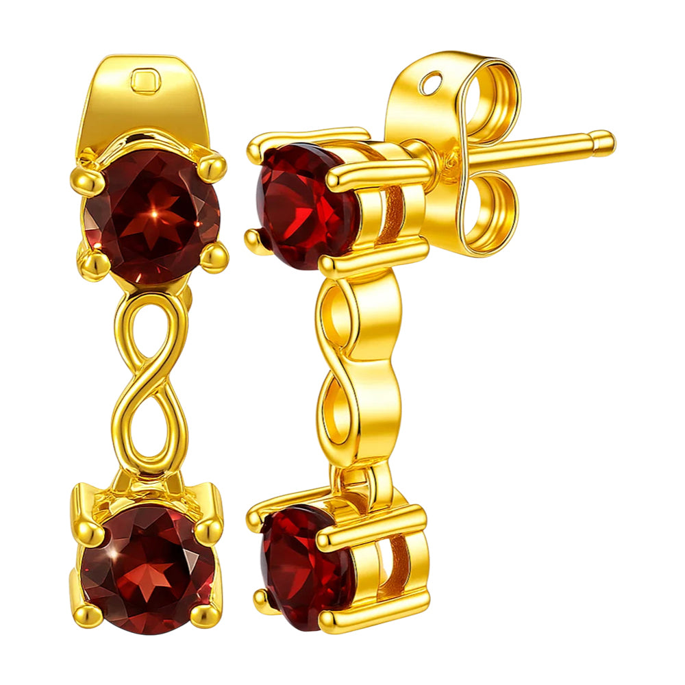 18K Gold Over Brass Infinity Colorful Gemstone Earrings, Classic Dangle TGE1048 EM-1301