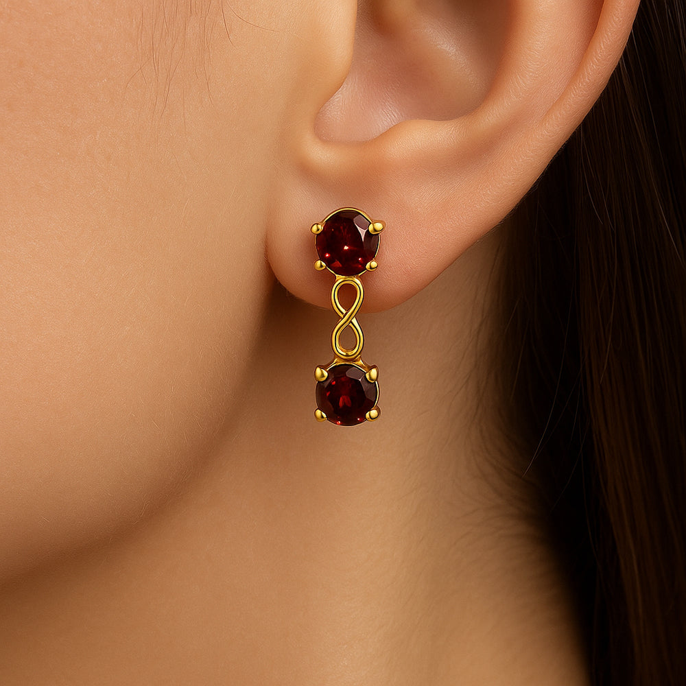 18K Gold Over Brass Infinity Colorful Gemstone Earrings, Classic Dangle TGE1048 EM-1301