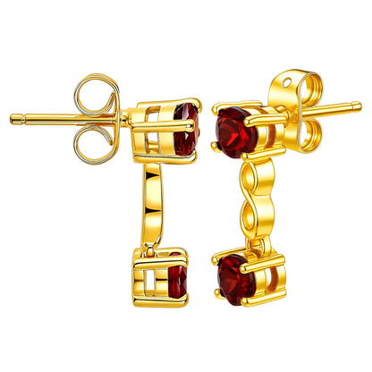 18K Gold Over Brass Infinity Colorful Gemstone Earrings, Classic Dangle TGE1048 EM-1301