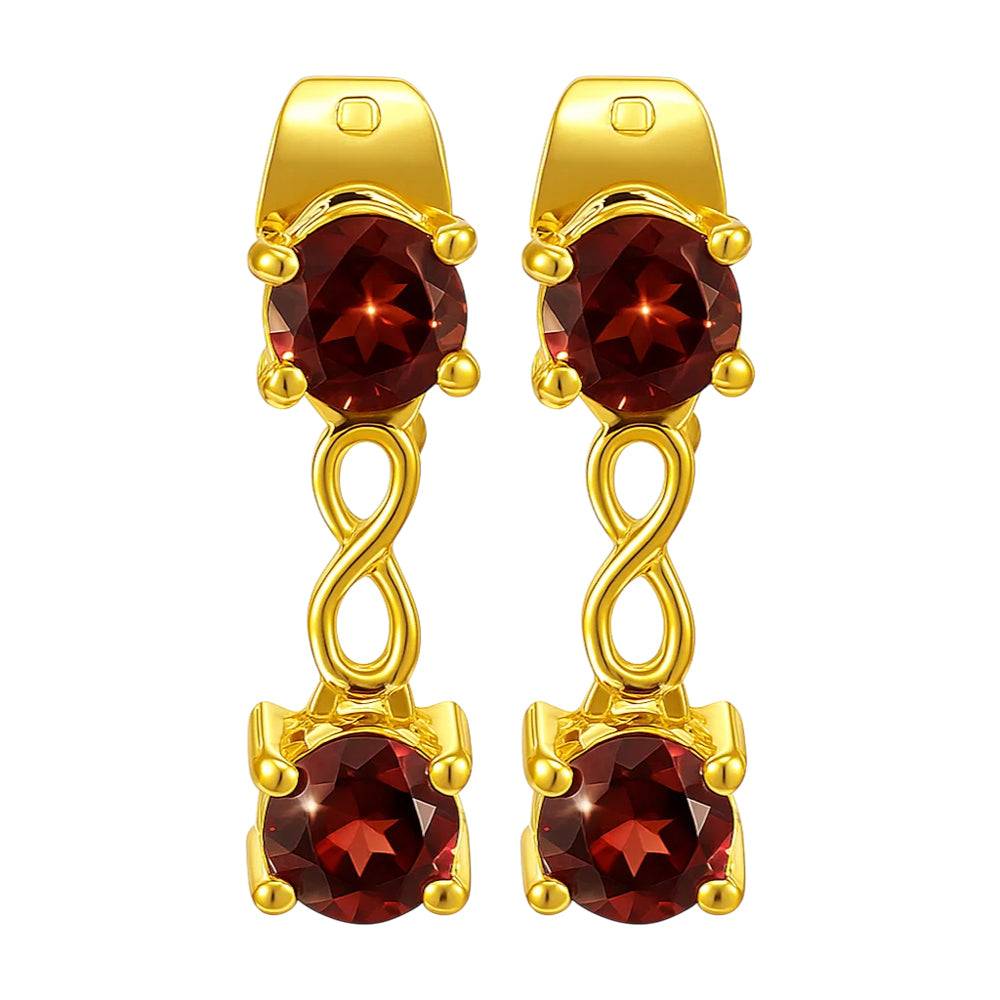 18K Gold Over Brass Infinity Colorful Gemstone Earrings, Classic Dangle TGE1048 EM-1301