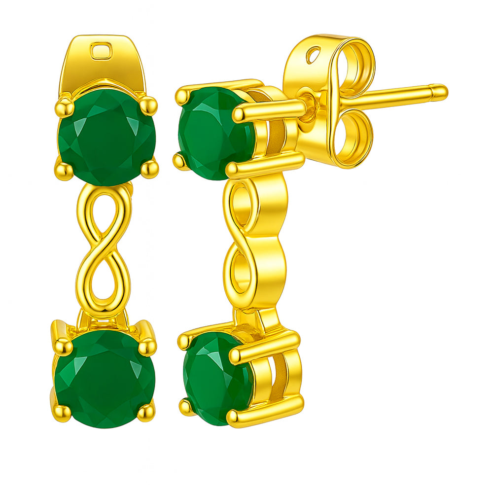 18K Gold Over Brass Infinity Colorful Gemstone Earrings, Classic Dangle TGE1048 EM-1301