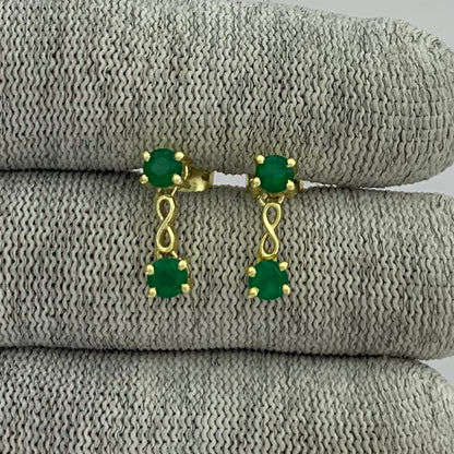 18K Gold Plated Infinity Colorful Gemstone Earrings, Classic Dangle TGE1048 EM-1301