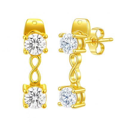 18K Gold Over Brass Infinity Colorful Gemstone Earrings, Classic Dangle TGE1048 EM-1301