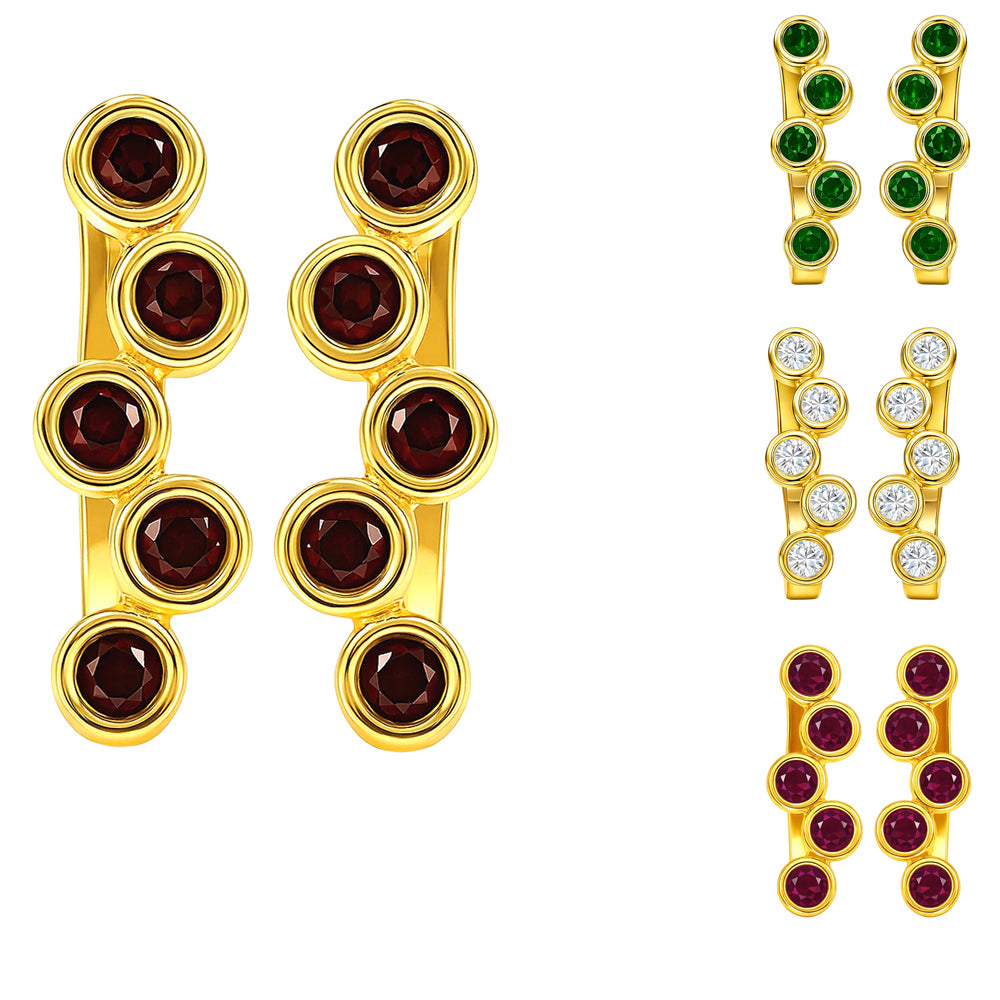 18K Gold Over Brass Bezel Multi-Stone Earrings for Women Stylish Jewelry TGE1049 EM-1302