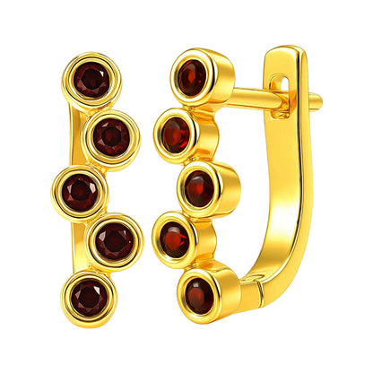 18K Gold Over Brass Bezel Multi-Stone Earrings for Women Stylish Jewelry TGE1049 EM-1302