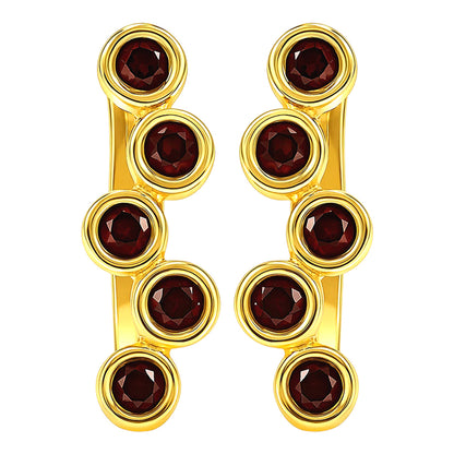 18K Gold Over Brass Bezel Multi-Stone Earrings for Women Stylish Jewelry TGE1049 EM-1302