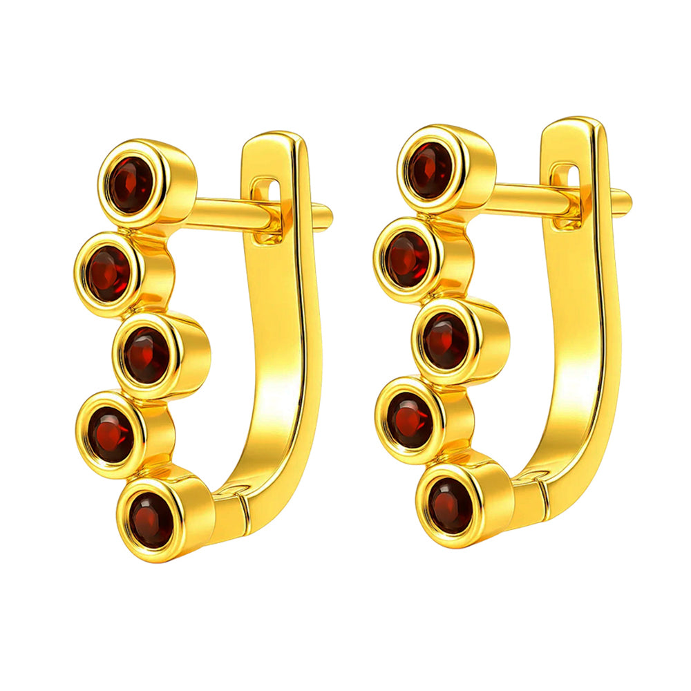 18K Gold Over Brass Bezel Multi-Stone Earrings for Women Stylish Jewelry TGE1049 EM-1302