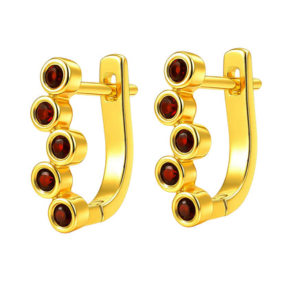 18K Gold Over Brass Bezel Multi-Stone Earrings for Women Stylish Jewelry TGE1049 EM-1302