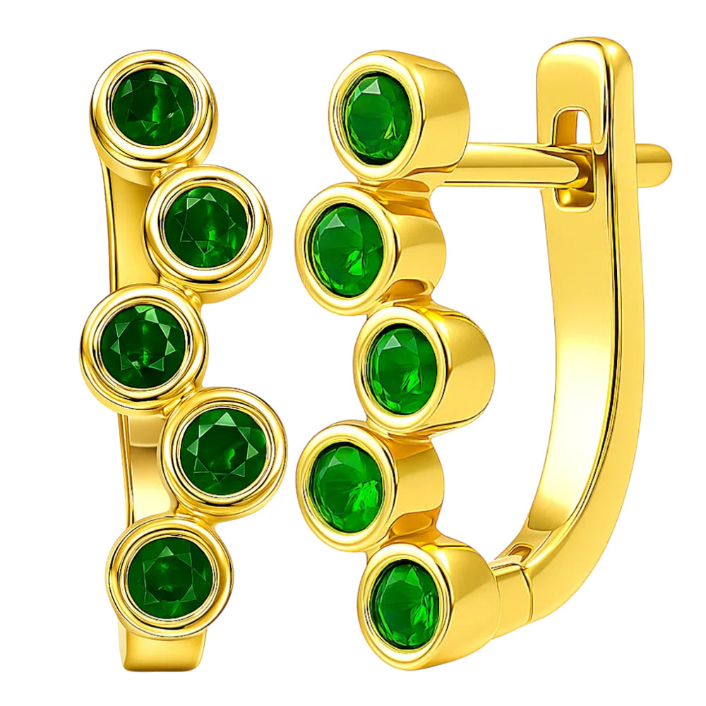 18K Gold Over Brass Bezel Multi-Stone Earrings for Women Stylish Jewelry TGE1049 EM-1302