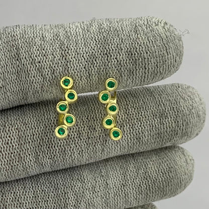 18K Gold Plated Bezel Multi-Stone Earrings for Women Stylish Jewelry TGE1049 EM-1302
