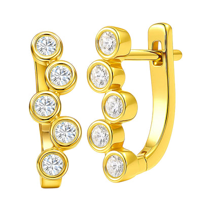 18K Gold Over Brass Bezel Multi-Stone Earrings for Women Stylish Jewelry TGE1049 EM-1302