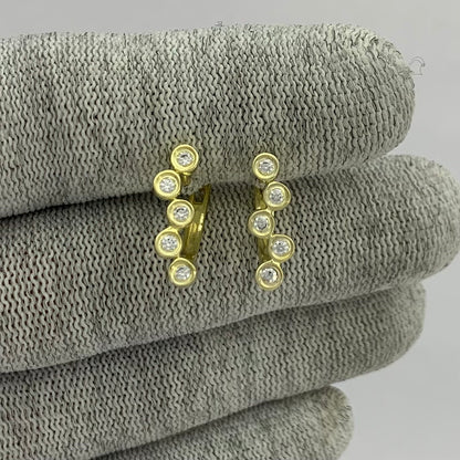 18K Gold Plated Bezel Multi-Stone Earrings for Women Stylish Jewelry TGE1049 EM-1302