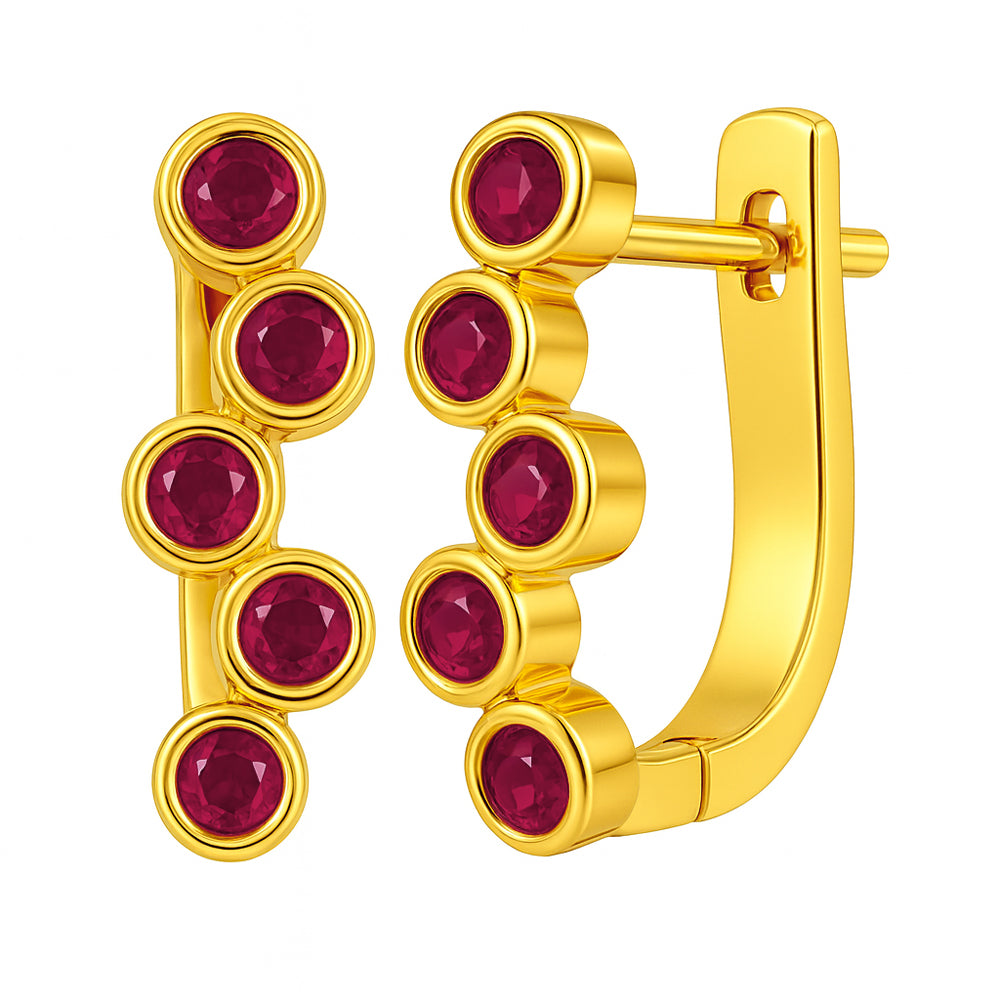 18K Gold Over Brass Bezel Multi-Stone Earrings for Women Stylish Jewelry TGE1049 EM-1302