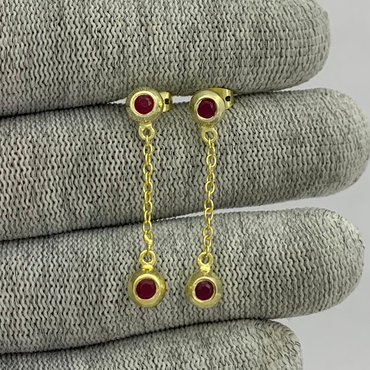 18K Gold Plated Gemstone Chain Drop Earrings for Women, Elegant TGE1050 EM-1303